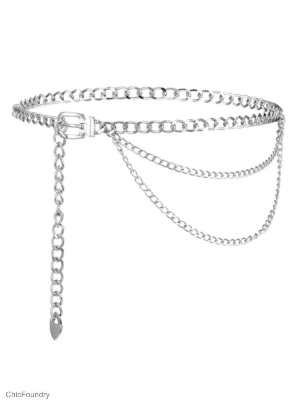 57" Plus Size Metal Chain Belt for Women Punk Hollow Body Link Waist Belt Jeans